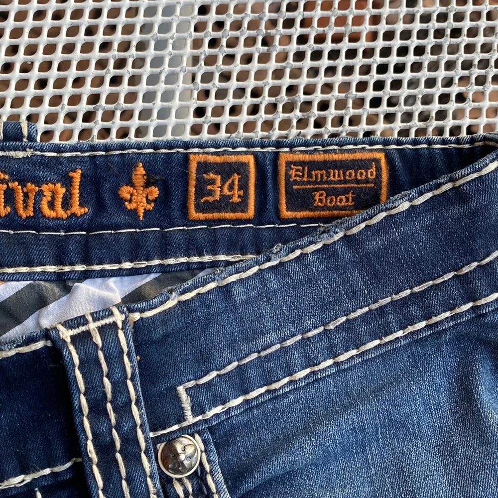 Rock Revival Blue Denim Jeans Elmwood boot size 34 - Picture 7 of 14